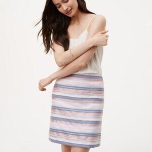 LOFT Multicolor Metallic Jacquard Striped A-Line Mini Skirt - 4